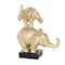 Gold Polystone Contemporary Elephant Sculpture, 10" x 8" x 6"